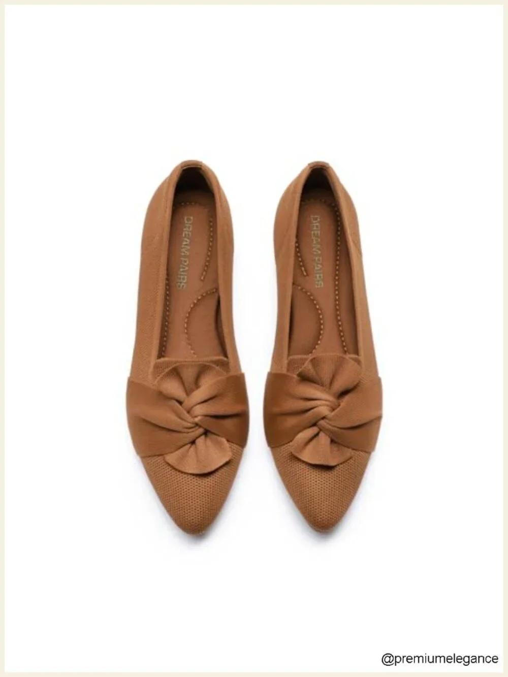 Pointed Toe Knit Ballet Flats with Bow Foldable Comfortable Dress Shoes for